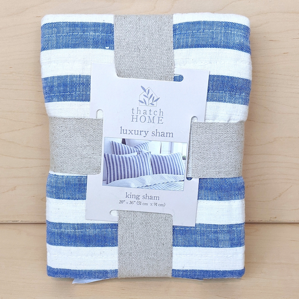 Thatch Home | Blue Stripe King Sham - E86